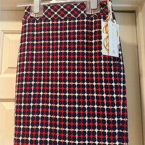 NWT Etcetera Red and White Knee-Length Pencil Skirt